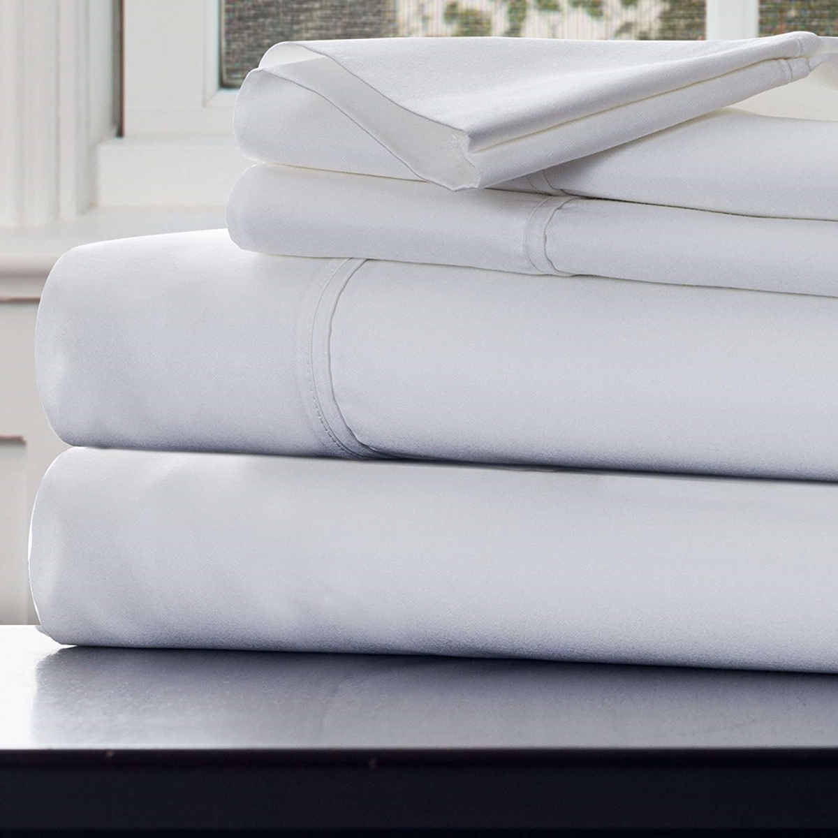 66a-44792 1000 Thread Count Cotton Sateen Sheet Set - Queen Size - White