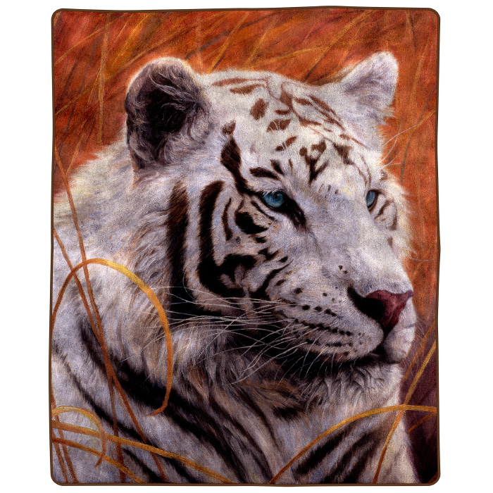 Lavish Home 66-b-tiger 8 Lbs Throw Blanket - White Tiger