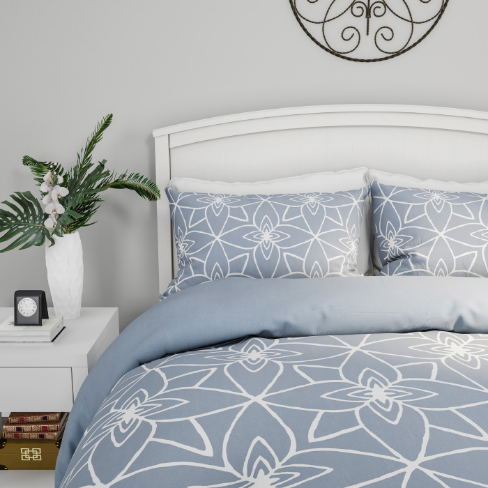 66-c004k 3 Piece King Size Bed Set With 2 Pillow Shams Comforter Set - Blue