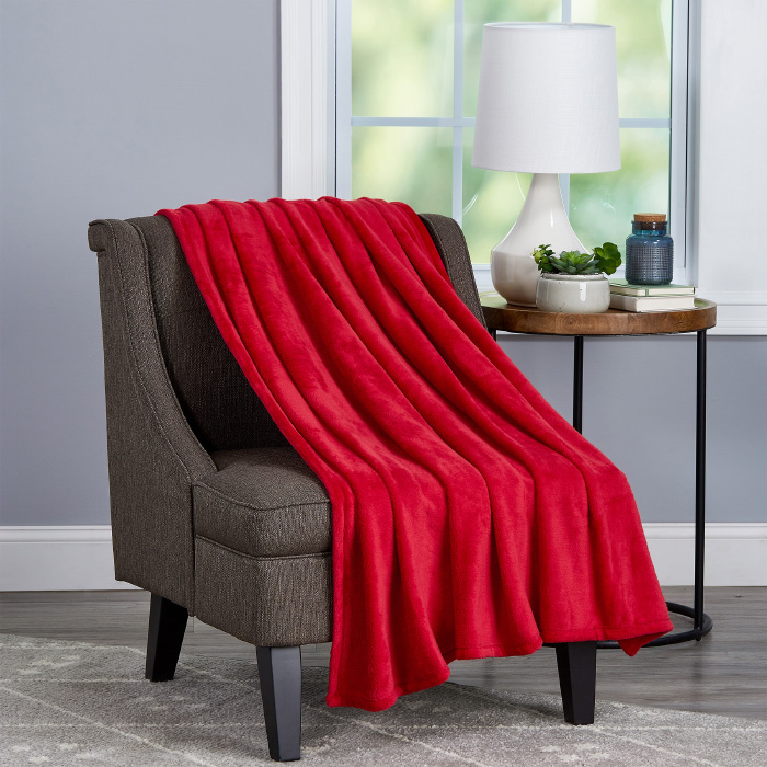 66-throw003 Oversized Microfiber Velvet Solid Polyester Throw Blanket Velvet Throw - Vineyard Red