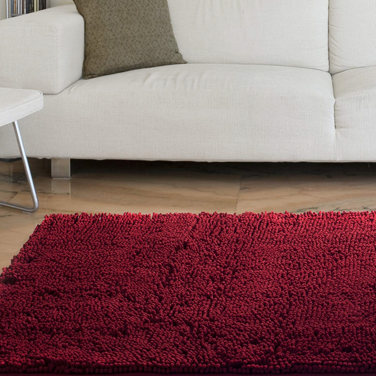 67a-00687 High Pile Shag Rug Carpet, 21 X 36 In. - Burgundy