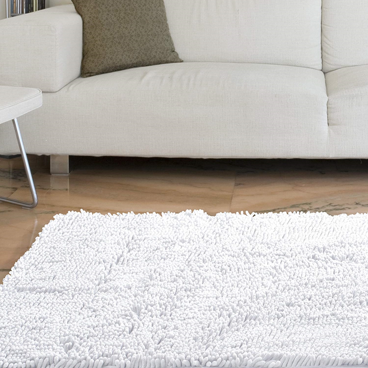 67a-00724 High Pile Shag Rug Carpet, 21 X 36 In. - White