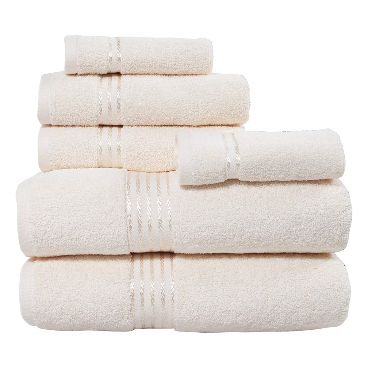 67a-01790 100 Percent Cotton Hotel 6 Piece Towel Set - Ivory