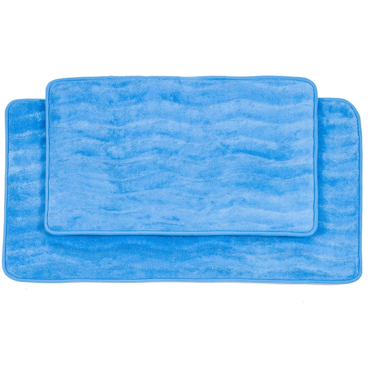 67a-26563 2 Piece Memory Foam Bath Mat Set, Blue