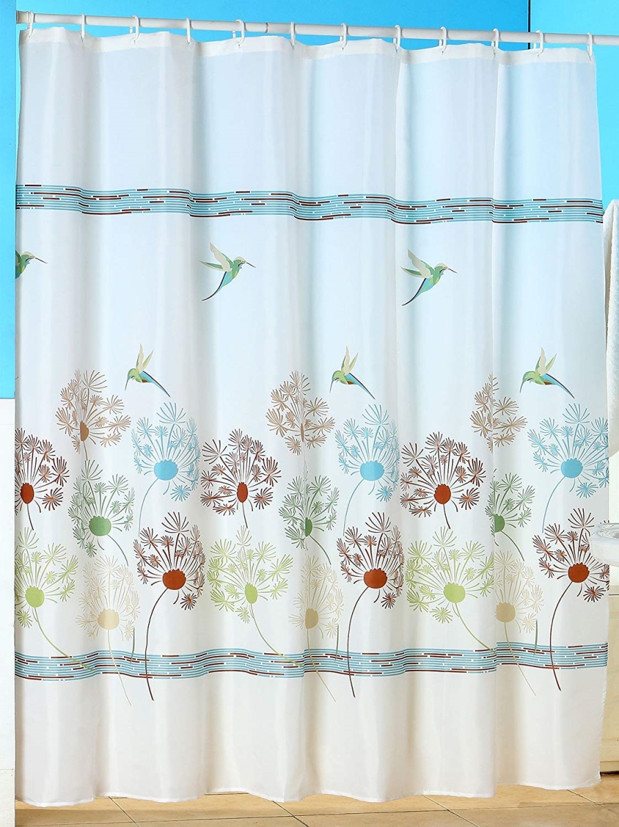 67a-45782 Springtime Printed Shower Curtain With Buttonhole