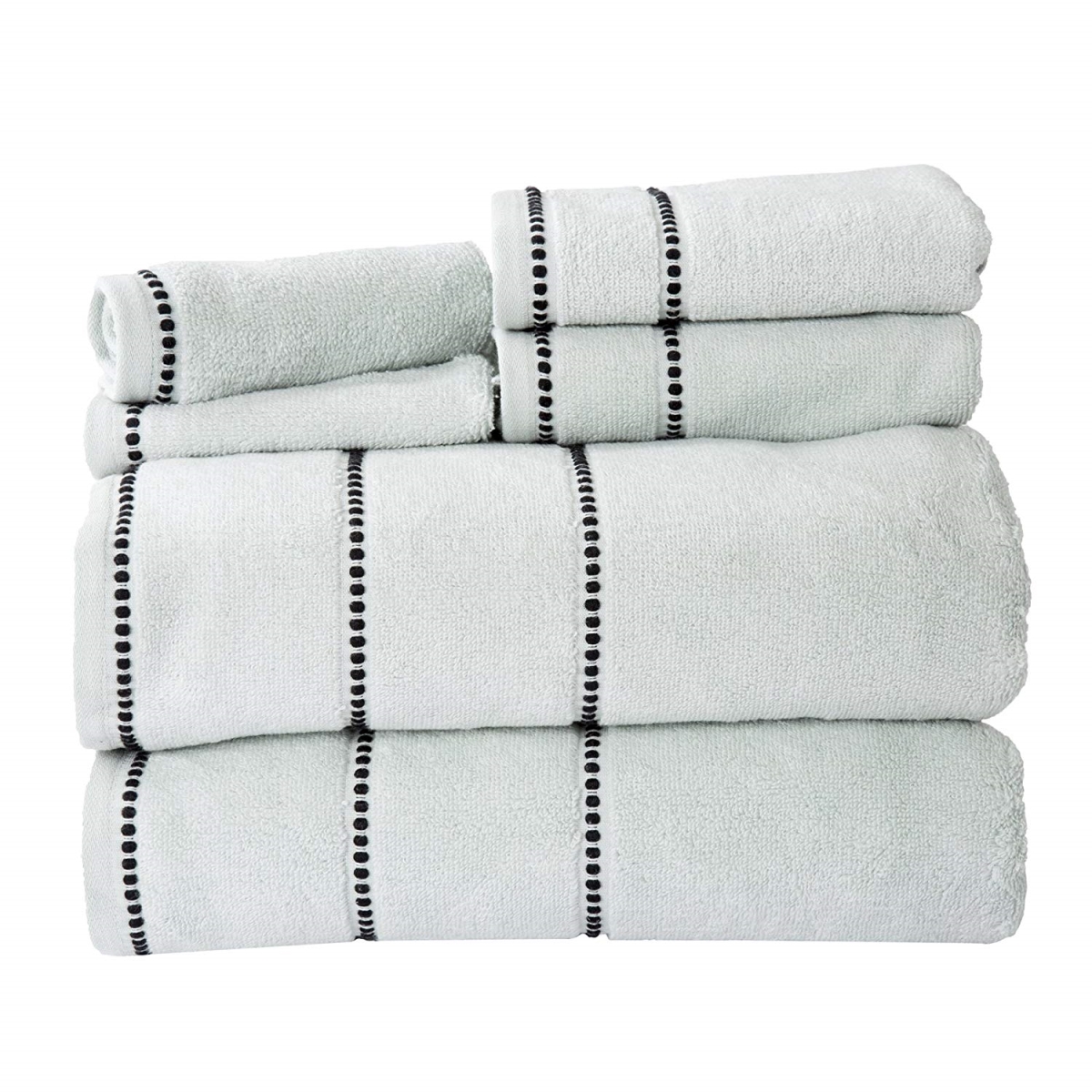 67a-76917 Quick Dry 100 Percent Cotton Zero Twist 6 Piece Towel Set - Seafoam