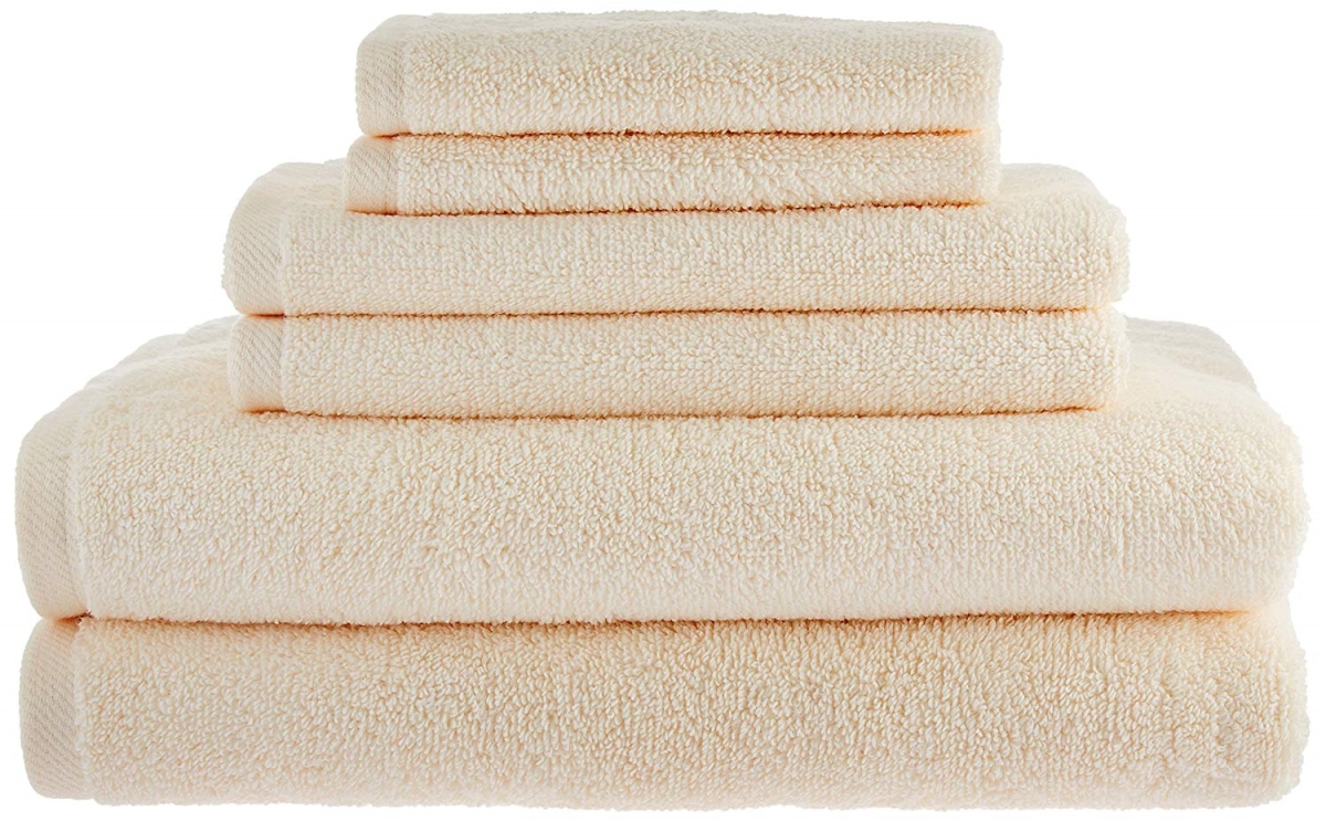 67a-77217 100 Percent Cotton Zero Twist 6 Piece Towel Set - Ivory