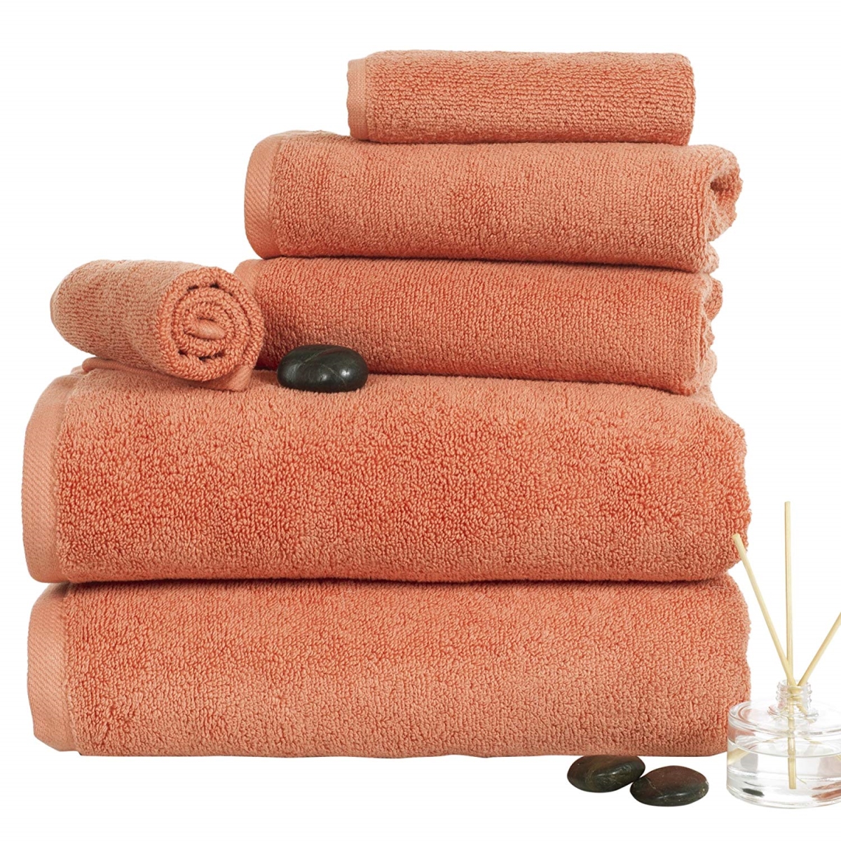 67a-77286 100 Percent Cotton Zero Twist 6 Piece Towel Set - Brick