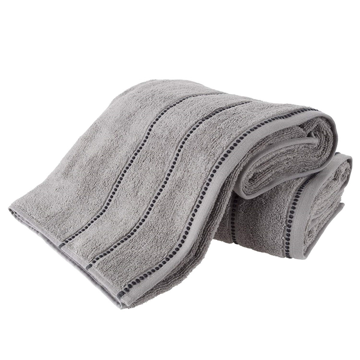 67a-82696 Luxury Cotton Towel Set, Silver & Black - 2 Piece