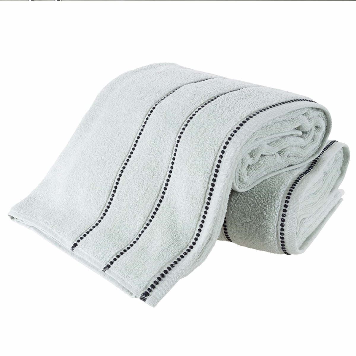 67a-82702 Luxury Cotton Towel Set, Seafoam & Black - 2 Piece
