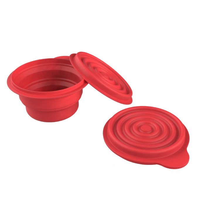 75-cmp1047 Collapsible Bowls With Lids - Red - Pack Of 2