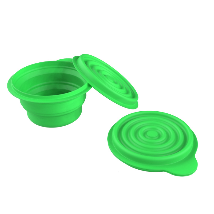 75-cmp1049 Collapsible Bowls With Lids - Green - Pack Of 2