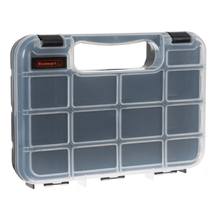 75-st6074 Portable Storage Case With Secure Locks & 14 Small Bin Compartments For Hardware