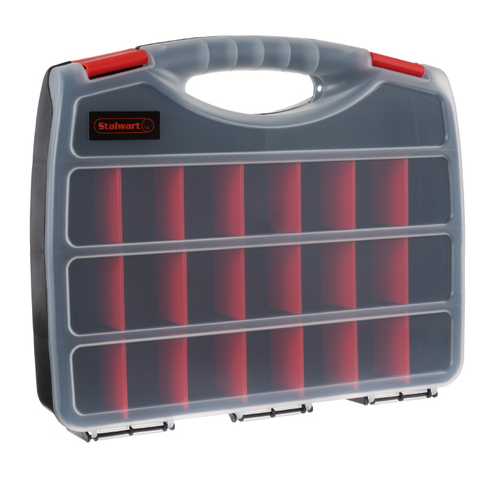 75-st6076 Portable Storage Case With Secure Locks & 23 Adjustable Compartments For Hardware