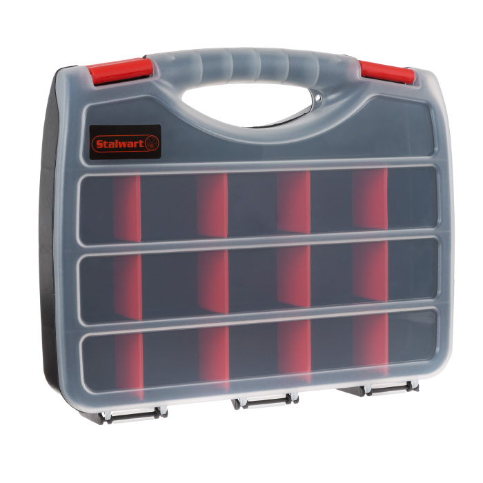 75-st6077 Portable Storage Case With Secure Locks & 17 Compartments With Removable Dividers For Hardware