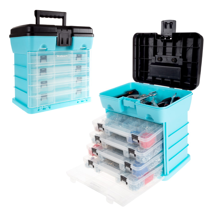 75-st6089 Durable Organizer Utility 4 Drawers Storage & Tool Box - Light Blue