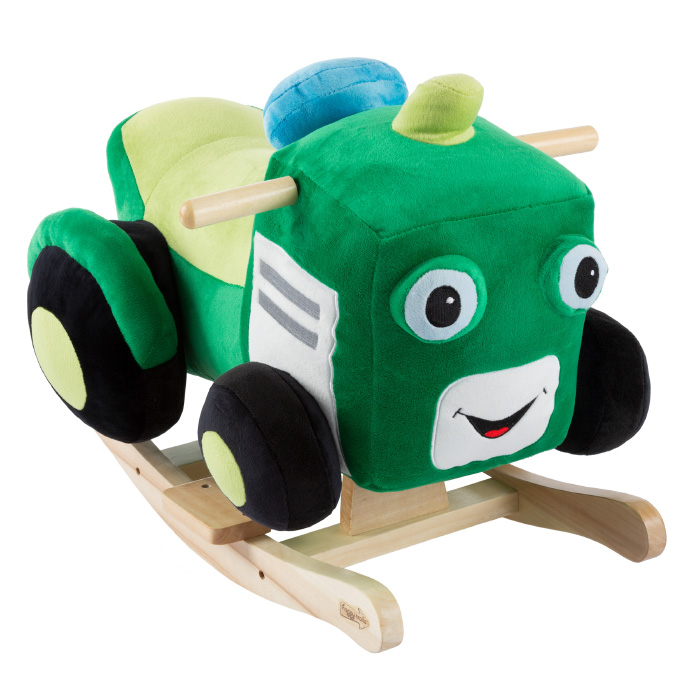80-670tct Kids Ride On Soft Fabric Covered Wooden Rocking Plush Tractor Rocker Toy