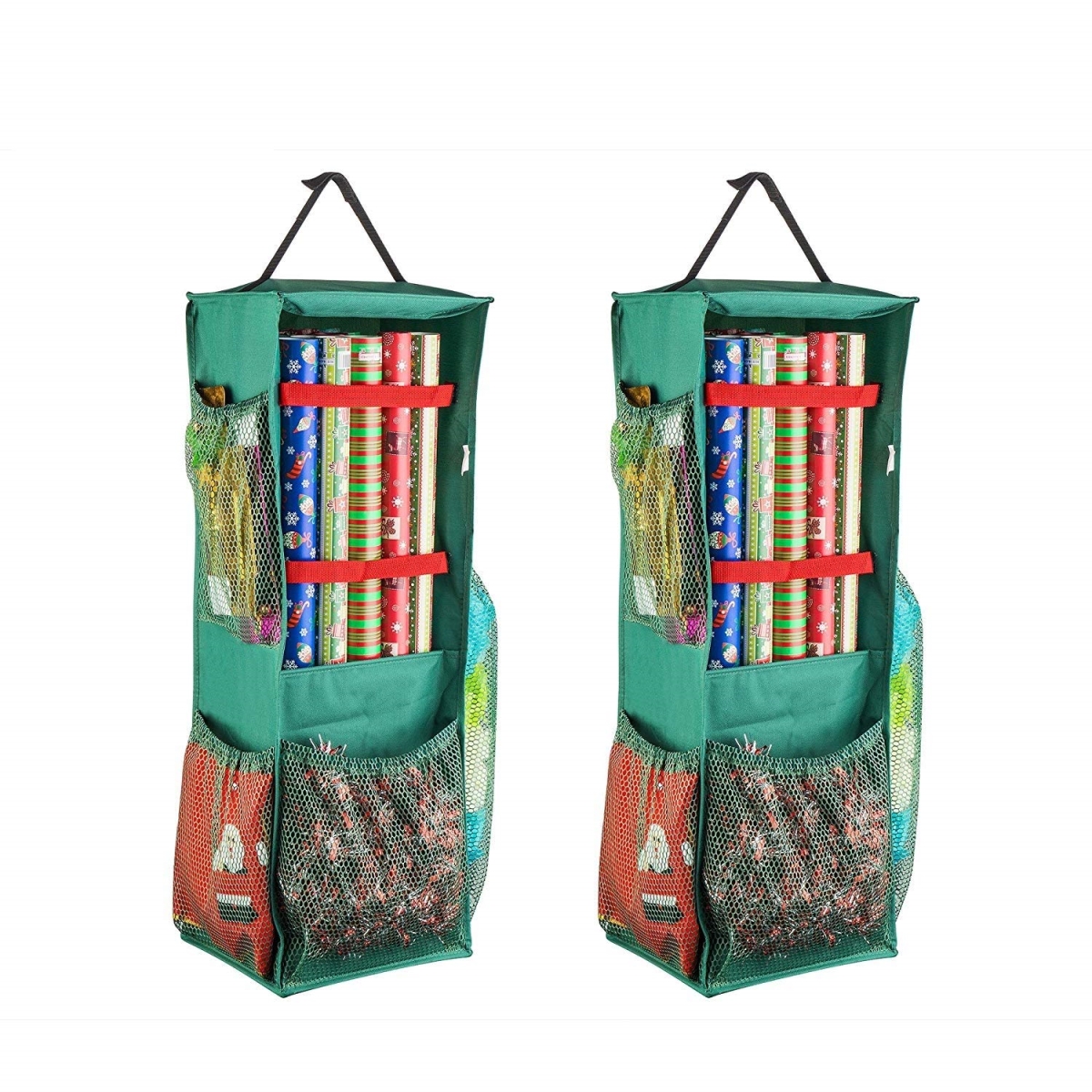83-dt5576 Premium Hanging Gift Wrap & Bag Organizer - Green - Pack Of 2
