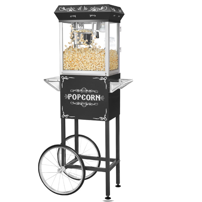 83-dt5645 6116 Black Foundation Popcorn Popper Machine Cart - 6 Oz