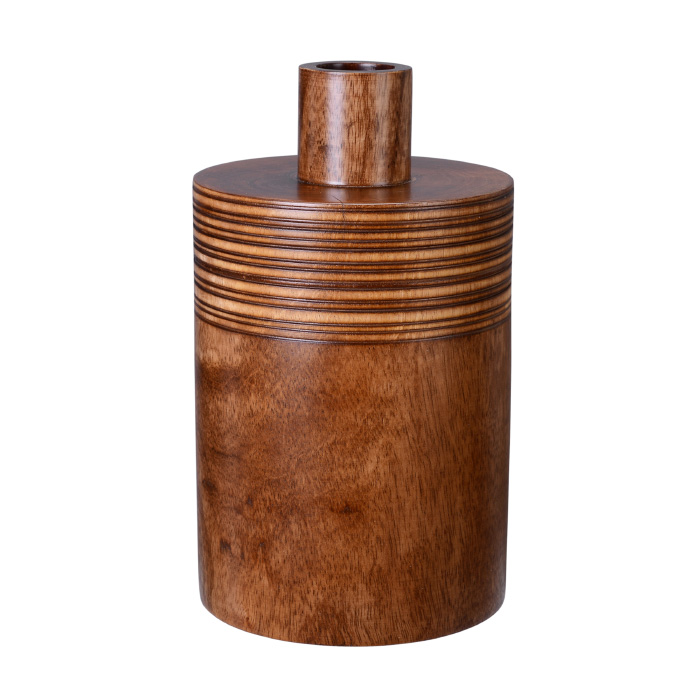 83-dt5733 Handmade 10 In. Mango Wood Brown Decorative Jar With Lid