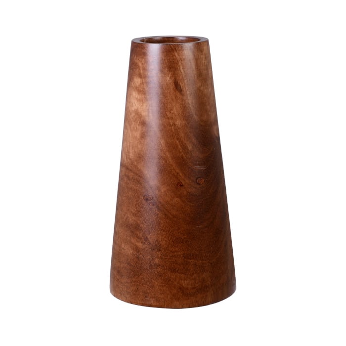 83-dt5741 Handmade 10 In. Mango Wood Decorative Brown Tapered Barrel Vase