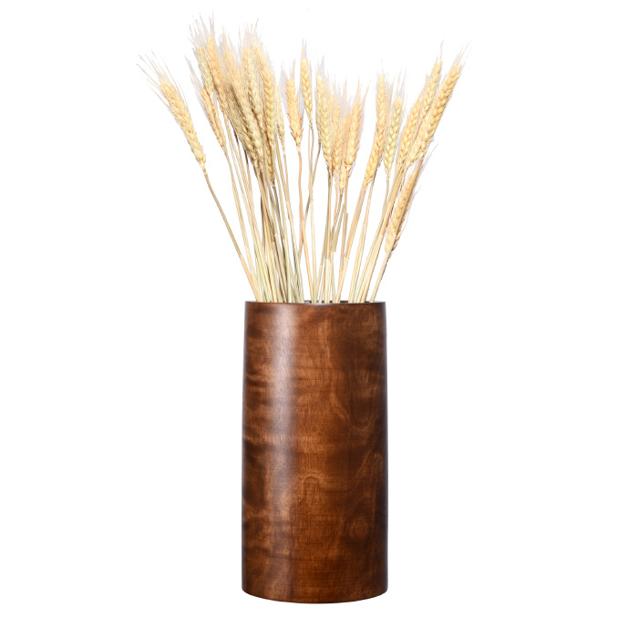 83-dt5743 Handmade 10 In. Mango Wood Decorative Brown Barrel Vase