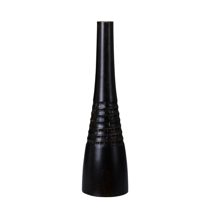 83-dt5753 Handmade 18 In. Tall Mango Wood Black Slim Bottle Large Vase