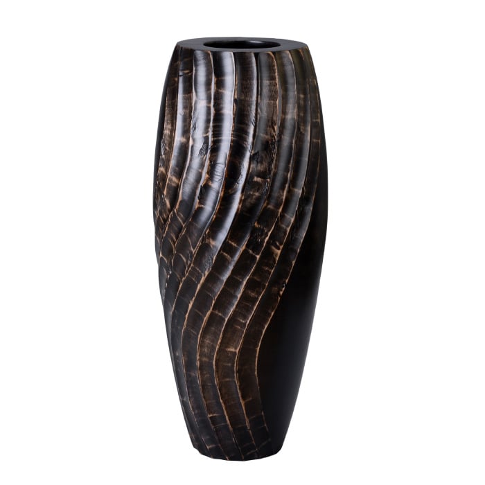 83-dt5829 Handmade 14 In. Tall Black Mango Wood Vase