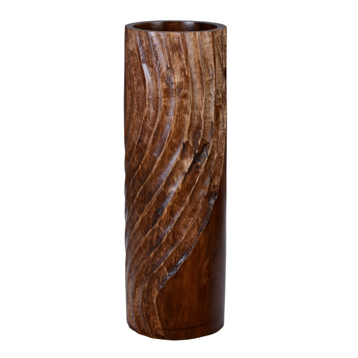 83-dt5832 Handmade 15 In. Tall Brown Round Mango Wood Vase