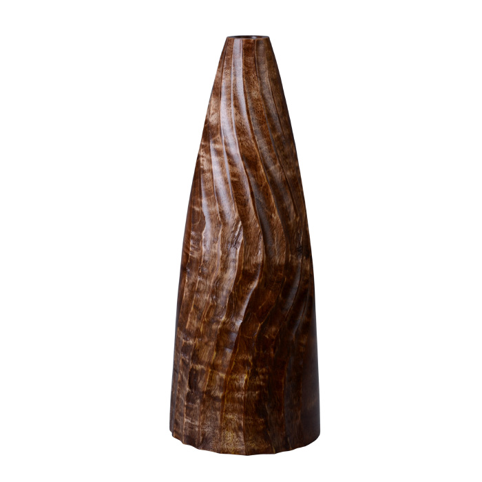 83-dt5834 Handmade 15 In. Tall Brown Tapered Mango Wood Vase