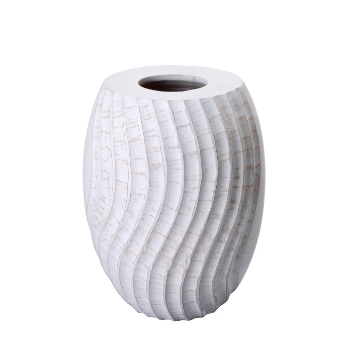 83-dt5841 Handmade 10 In. Tall White Taper Mango Wood Vase