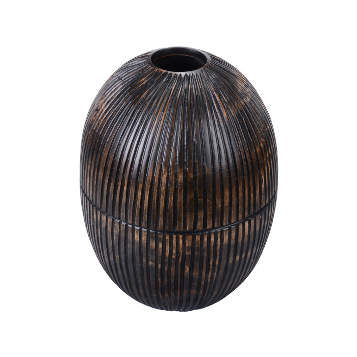83-dt5850 Handmade 10 In. Tall Oval Black Mango Wood Vase