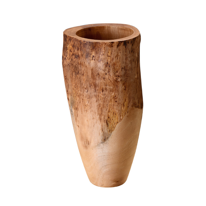 83-dt5877 Hand Scraped 12 In. Round Mango Wood Natural Vase