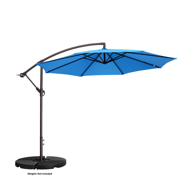 83-out5411 10 Ft. Offset Outdoor Patio Umbrella With 8 Steel Ribs & Aluminum Pole & Vertical Tilt, Blue