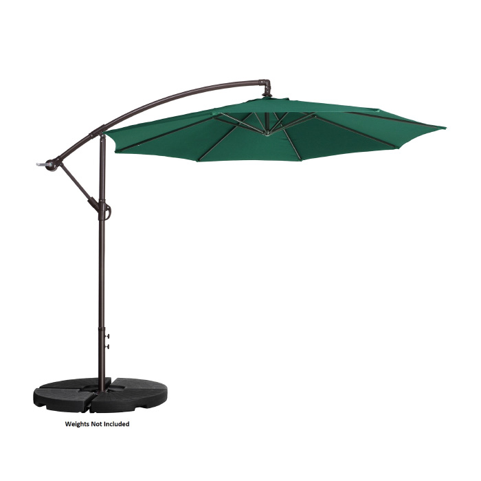 83-out5412 10 Ft. Offset Outdoor Patio Umbrella With 8 Steel Ribs & Aluminum Pole & Vertical Tilt, Green