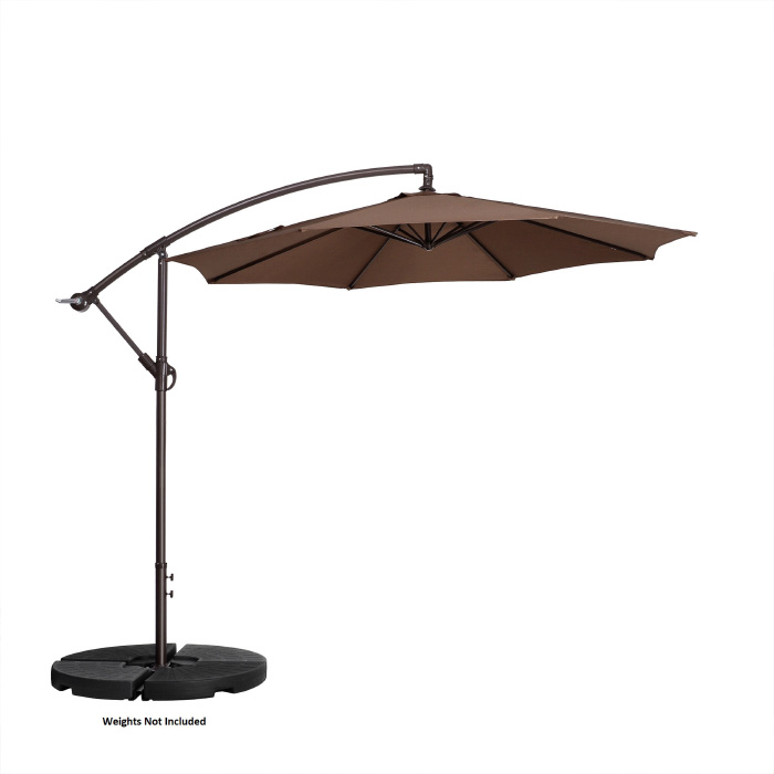 83-out5413 10 Ft. Offset Outdoor Patio Umbrella With 8 Steel Ribs & Aluminum Pole & Vertical Tilt, Brown