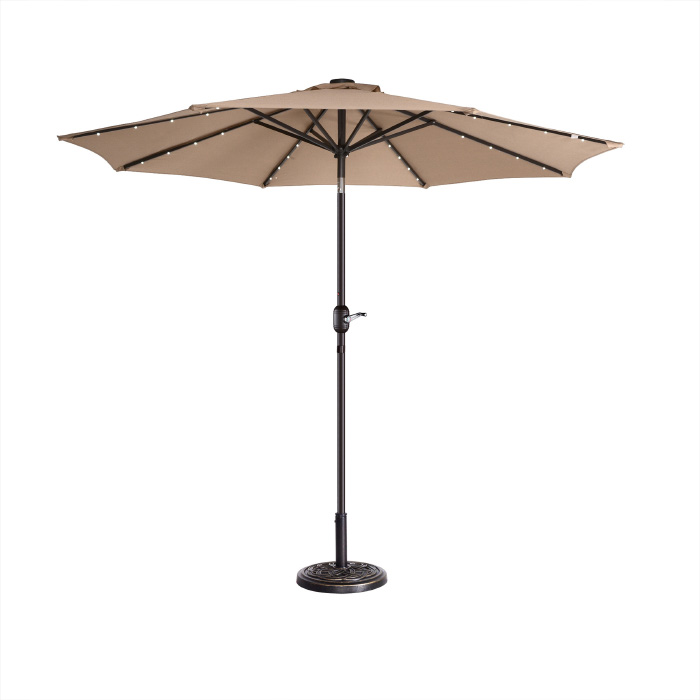 83-out5420 9 Ft. Led Lighted Outdoor Patio Umbrella With 8 Steel Ribs & Push Button Tilt - Beige