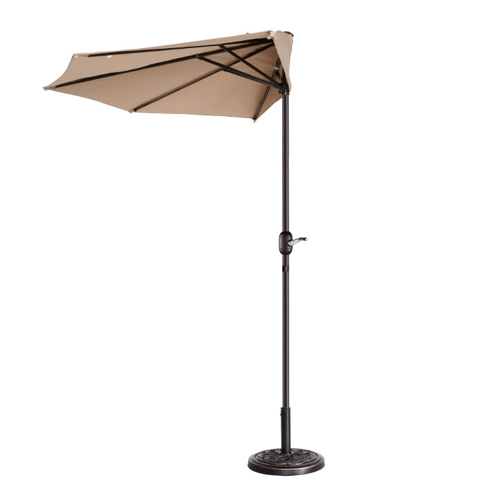 83-out5461 9 Ft. Outdoor Patio Half Umbrella With 5 Ribs - Beige