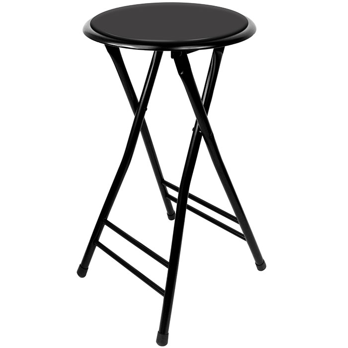 A022273 24 In. Collapsible Padded Round Folding Stool - Black