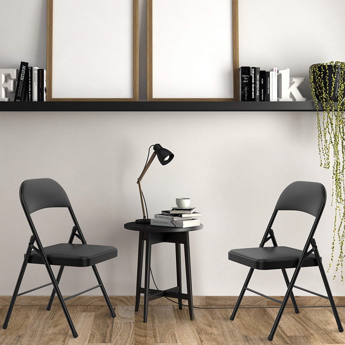 Lavish Home A022285 Folding Chairs, Black, 2 Piece