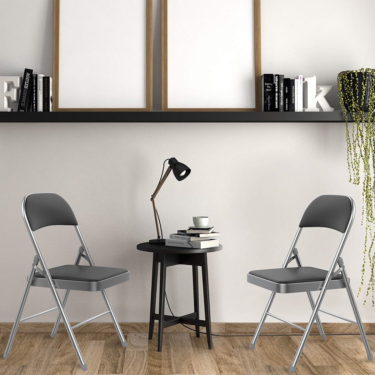 Lavish Home A022286 Folding Chairs, Silver Frame - 2 Piece