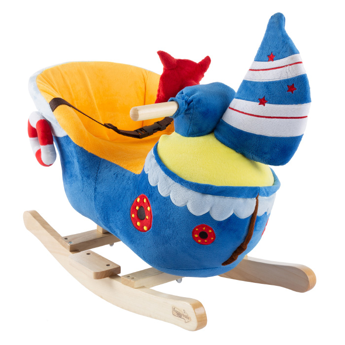 80-bf-626 Kids Ride On Soft Fabric Covered Wooden Rocking Ship Boat Rocker Toy