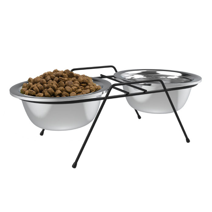 Petmaker 80-pet6149 Stainless Steel Elevated Pet Bowls With Nonslip Iron Stand For Dogs - 40 Oz