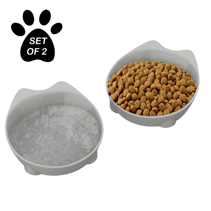 Petmaker 80-pet6160 Cat-shaped Shallow Melamine Resin Saucers For Food Cat Dishes, 8 Fl. Oz - Set Of 2