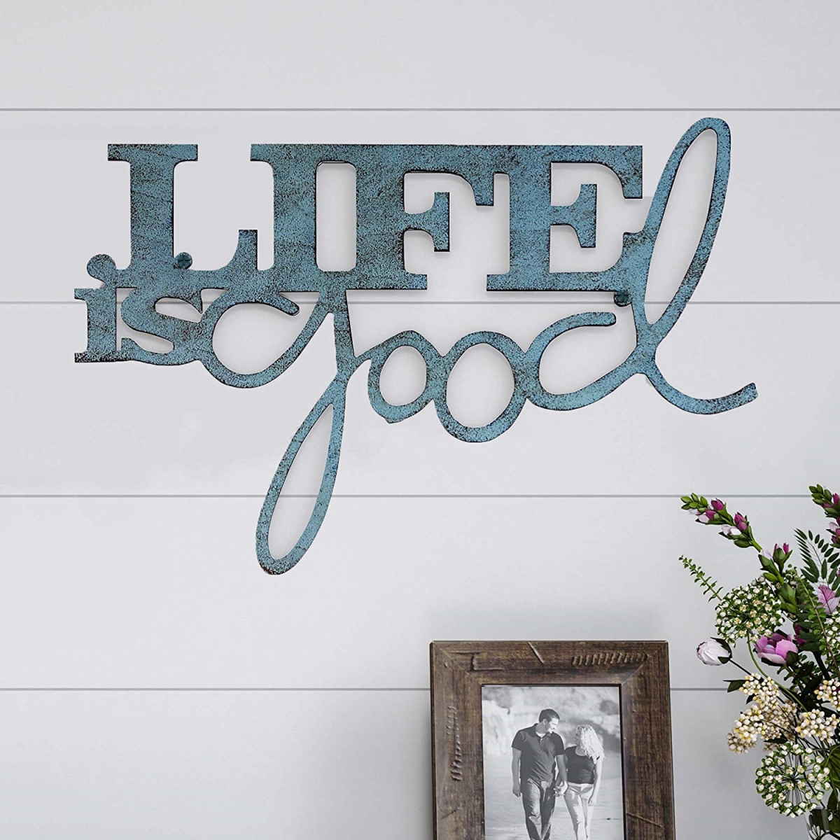 Lavish Home 80-wallsgn-wrd1 Metal Cutout Life Is Good Wall Sign 3d Word Art Accent Decoration Modern Rustic Vintage Farmhouse Style