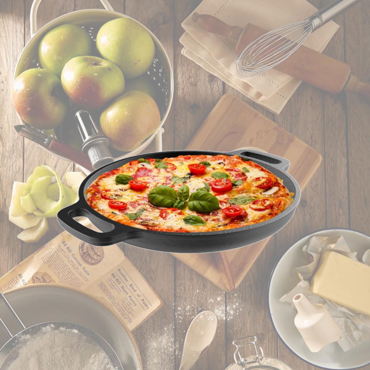 Picture of Classic Cuisine 82-KIT1089 Cast Iron Pizza Pan-13.25 in. Pre-Seasoned Skillet for Cooking