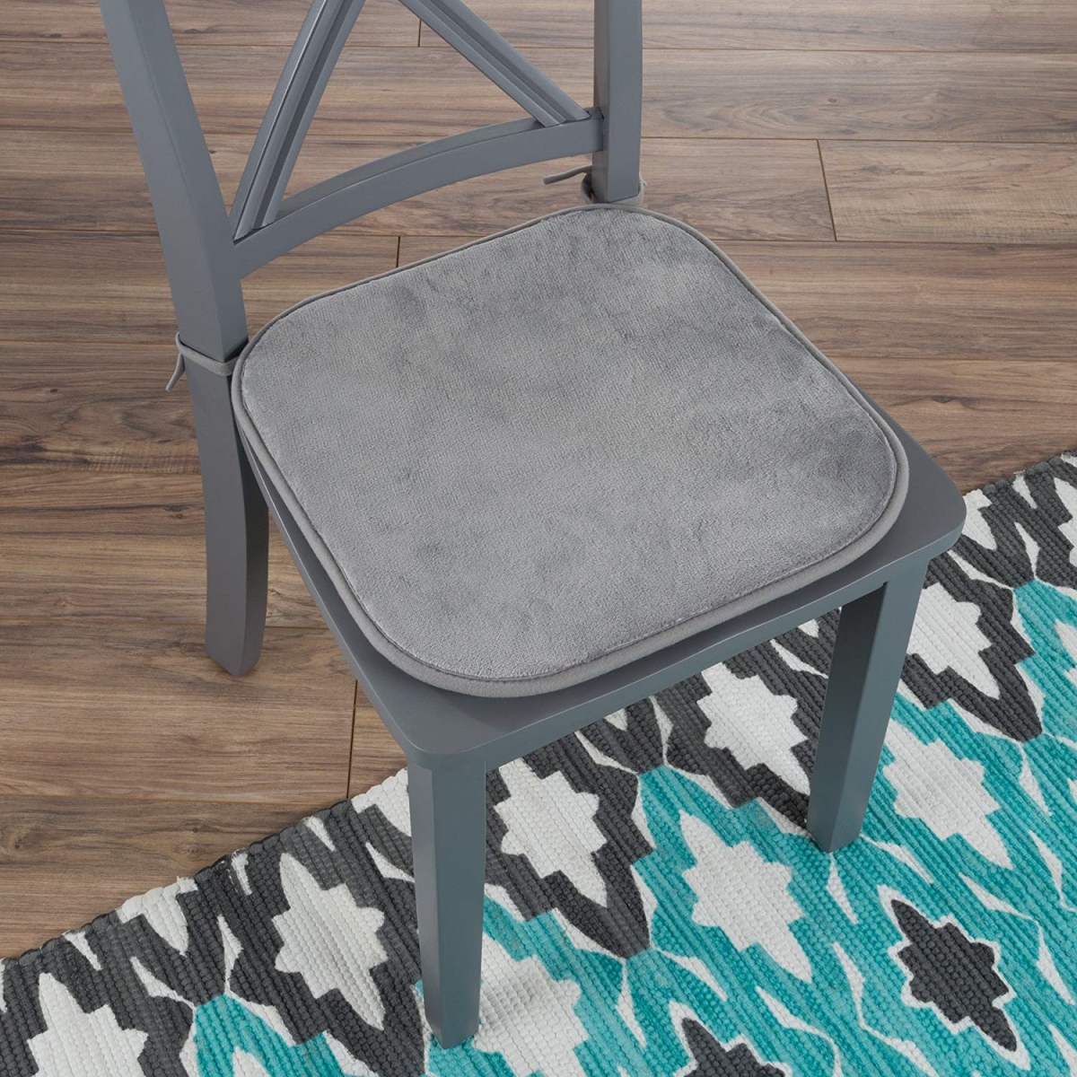 Lavish Home 82-tex1043gy Memory Foam Chair Cushion-square, 16 X 16.25 In. - Grey