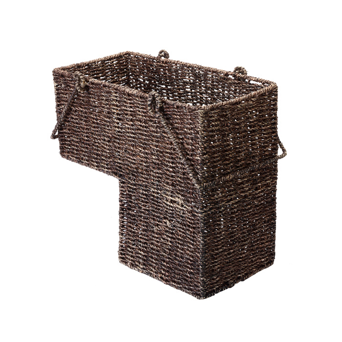 83-dec7019 14 In. Wicker Stair Case Basket With Handles - Brown