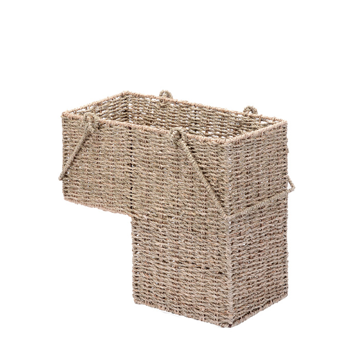 83-dec7020 14 In. Wicker Stair Case Basket With Handles - Natural Color