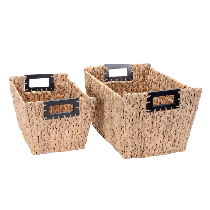 83-dec7026 Ford Rectangle Handmade Wicker Baskets - Set Of 2